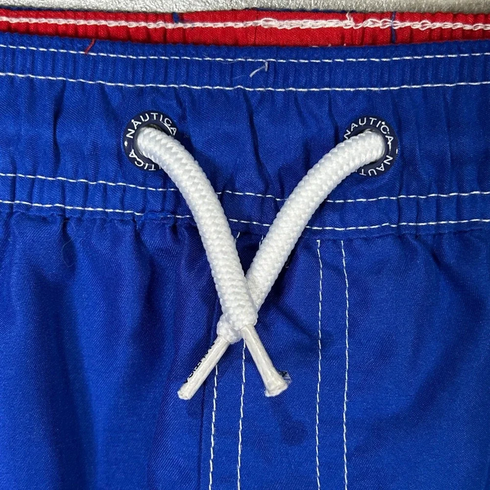 Nautica Boy's Swim Trunks Shorts Blue Red White Colorblock Size‎ Medium